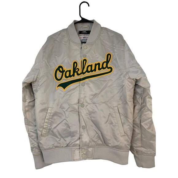 MLB Oakland Athletics Satin Varsity Jacket Quilt Insulated Spelled Out L RD10597 - Picture 4 of 12